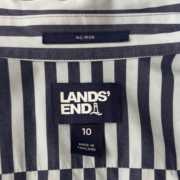 💙Lands End Striped No Iron Button Down Shirt Women’s Size 10 Cotton Work💙 - Picture 8 of 14